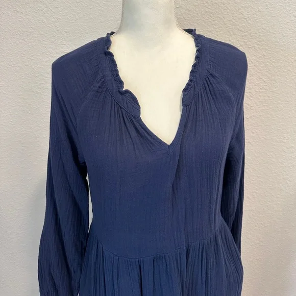 Women's Navy Long Sleeve Midi Dress - Picture 3 of 7